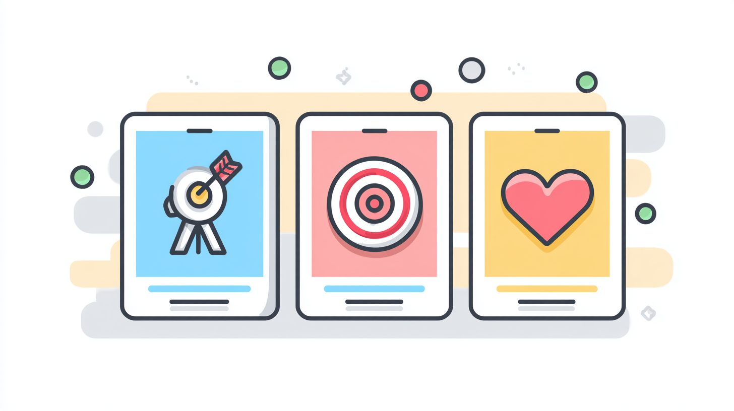 Ilustração de missão, visão e valores aplicados ao planejamento estratégico para médias empresas, representados por ícones em telas de celular.