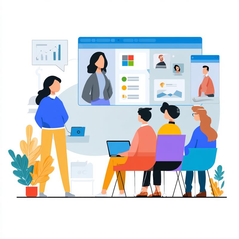Gestores participando de treinamento online, simbolizando a profissionalização de médias empresas por meio do desenvolvimento de líderes e uso de ferramentas digitais.