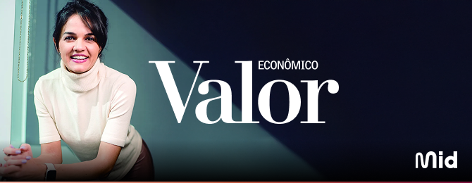 Marina Borges, vice-presidente da Mid Falconi, em destaque durante entrevista ao Valor Econômico sobre o papel do planejamento estratégico para médias empresas enfrentarem a crise e tarifas internacionais.