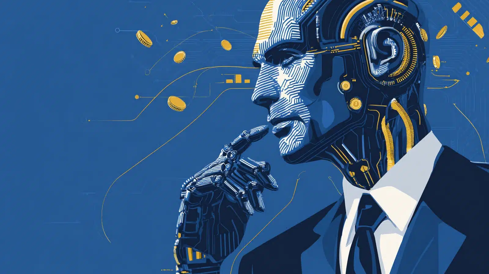 Executivo analisando informações com foco racional em resultados.