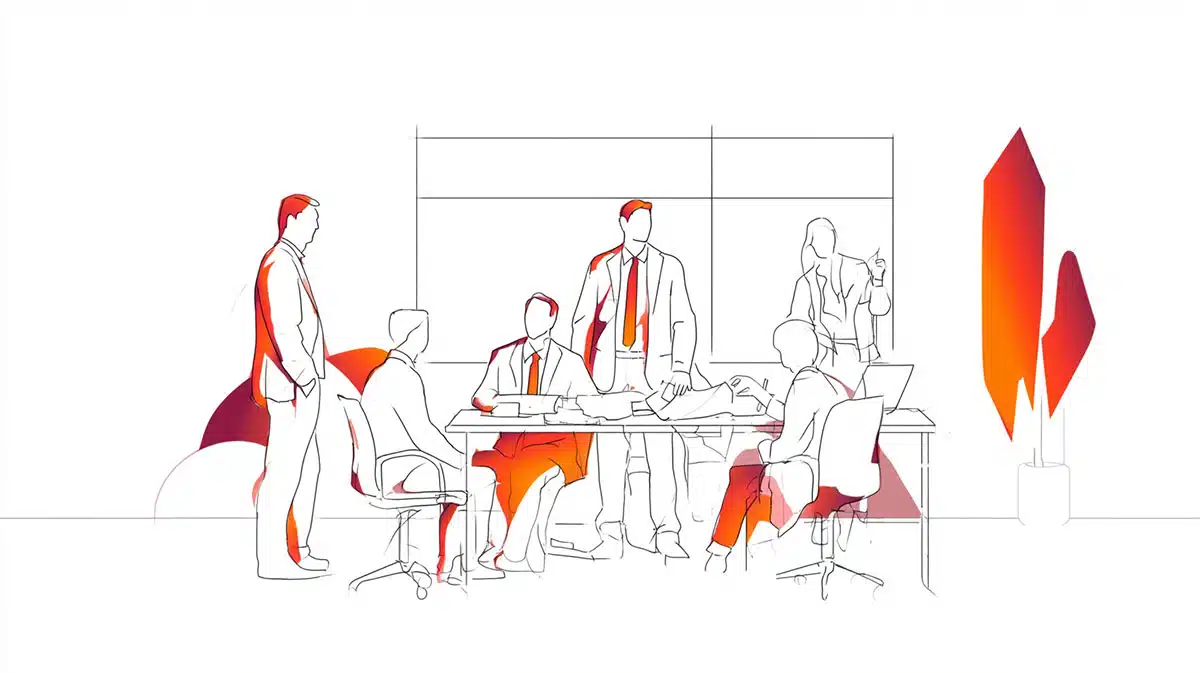 Lideranças reunidas em comitê executivo para discutir a tomada de decisão na empresa