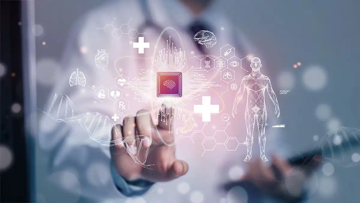 Liderança e saúde mental representadas por recursos digitais de cuidado e tecnologia
